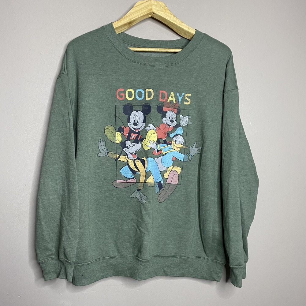 Disney Mickey & Friends Pullover‎ Sweatshirt Men's Size XXL Green
